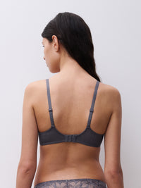 Chantelle-Grey Fancy Fleurs Demi Lace Bra