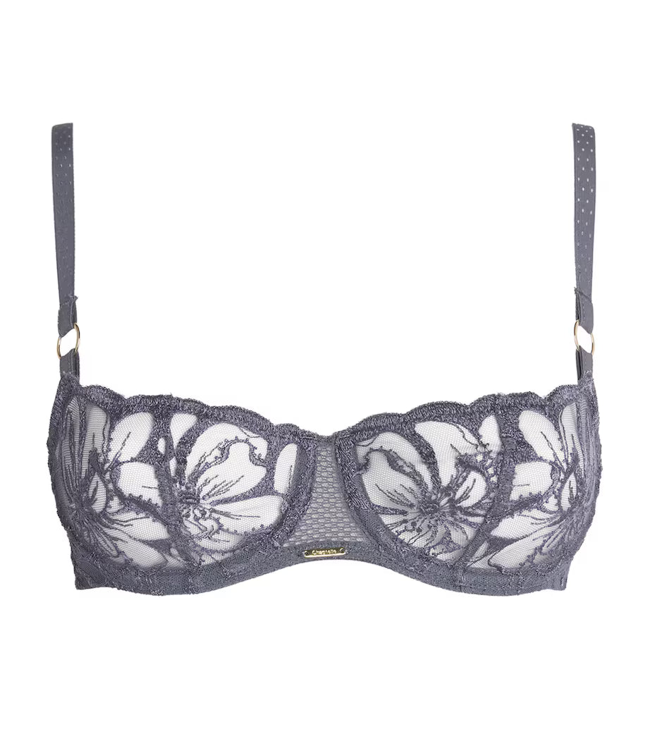 Chantelle-Grey Fancy Fleurs Demi Lace Bra