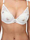 Chantelle Ivory and Gold Fleurs Plunging T-Shirt Bra