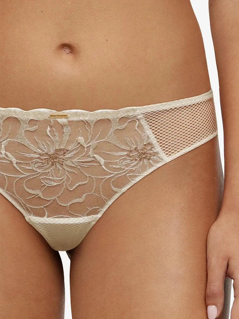 Chantelle Ivory and Gold Fleurs Thong – LaBella Intimates & Boutique