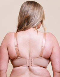 Curvy Kate Luxe Strapless Multiway Bra CK2601 in Latte, back view with shoulder straps