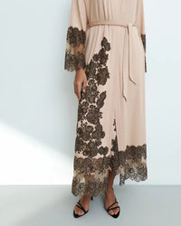 Effetto Lingerie-Almond Milk Night Bloom Long Sleeve Robe