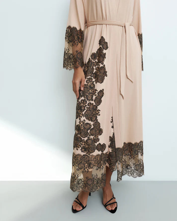 Effetto Lingerie-Almond Milk Night Bloom Long Sleeve Robe