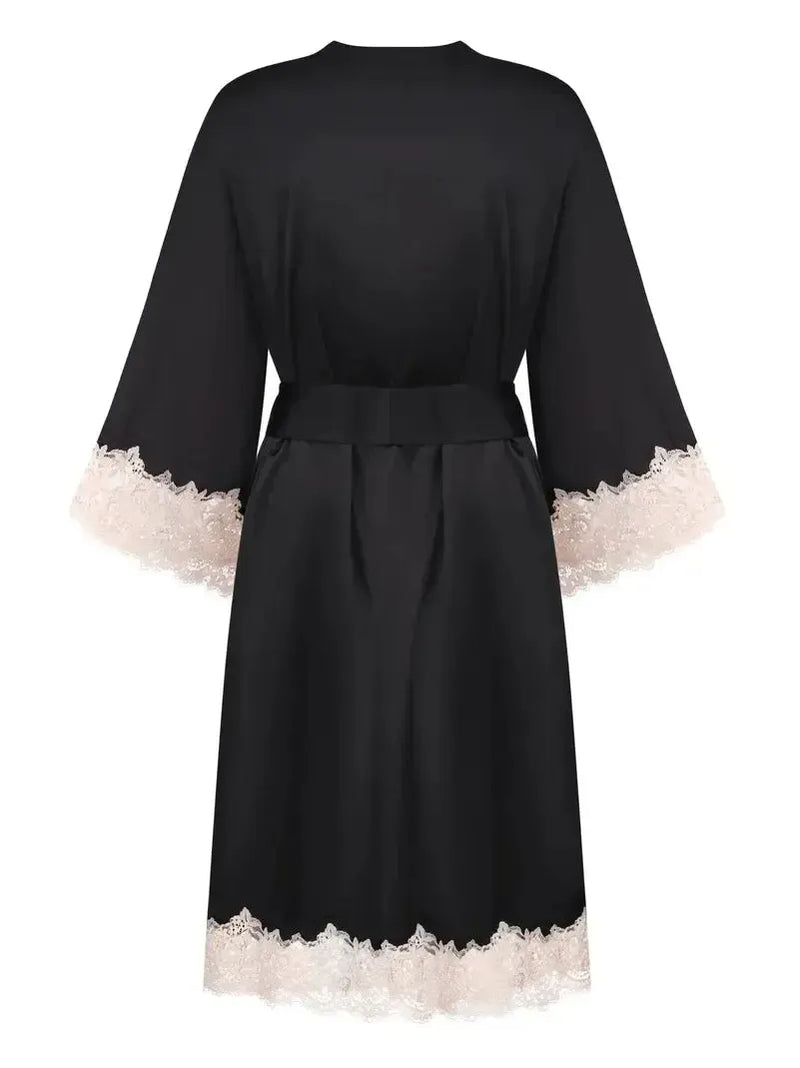 Effetto Lingerie-Black Effetto Satin Robe