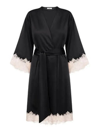 Effetto Lingerie-Black Effetto Satin Robe