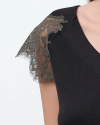 Effetto Lingerie-Black Lace Reverie T-Shirt Pajama Set