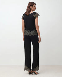 Effetto Lingerie-Black Lace Reverie T-Shirt Pajama Set