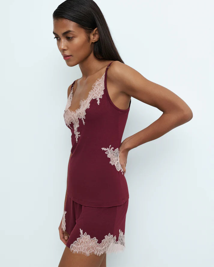 Effetto Lingerie-Cherry Lacquer Gone with the Wind Cami and Short Set