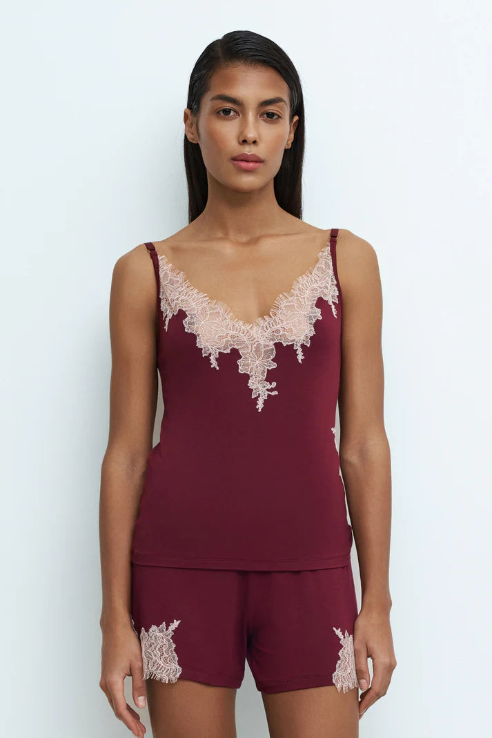 Effetto Lingerie-Cherry Lacquer Gone with the Wind Cami and Short Set