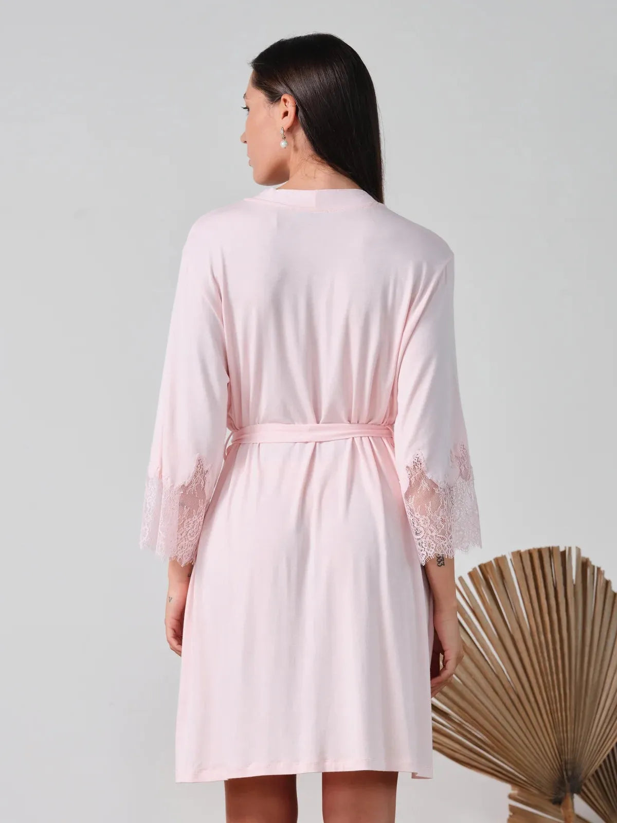 Effetto Lingerie-Pink Bamboo 3/4 Sleeve Robe