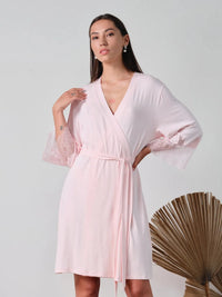 Effetto Lingerie-Pink Bamboo 3/4 Sleeve Robe