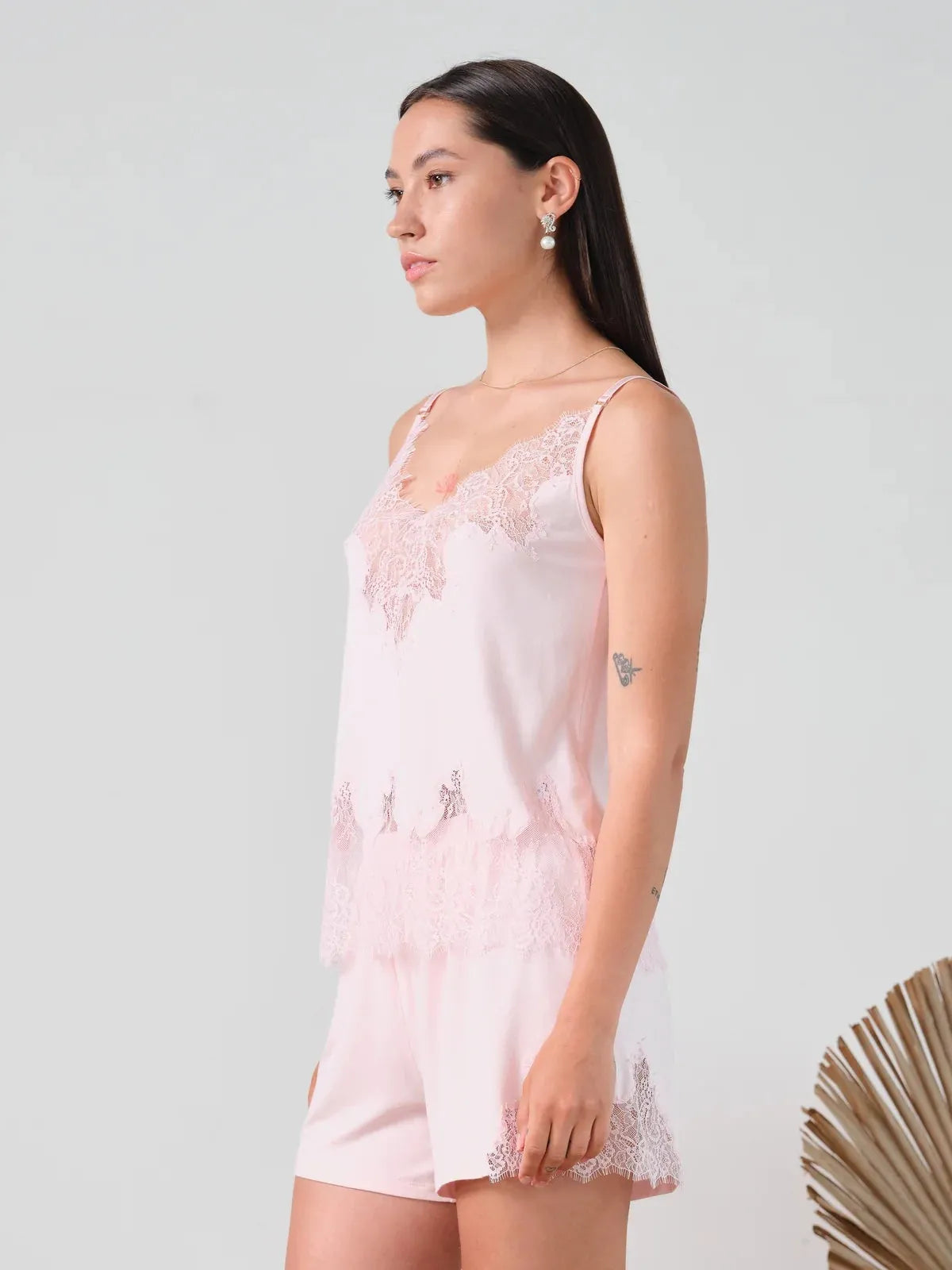 Effetto Lingerie-Pink Bamboo Cami Shorts Set