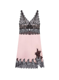 Effetto Lingerie-Pink & Black Lace Chemise with Breast Support