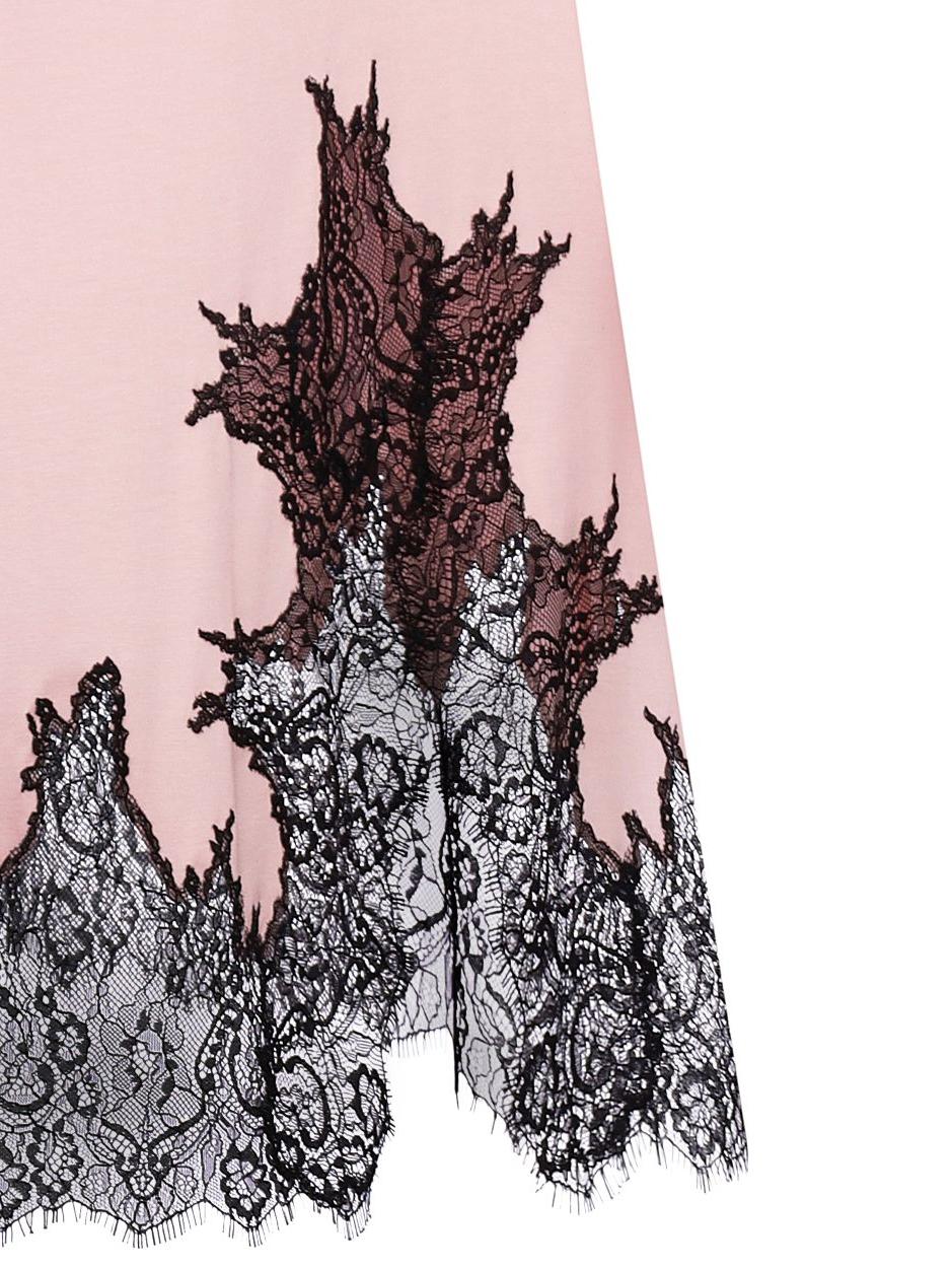Effetto Lingerie-Pink & Black Lace Chemise with Breast Support