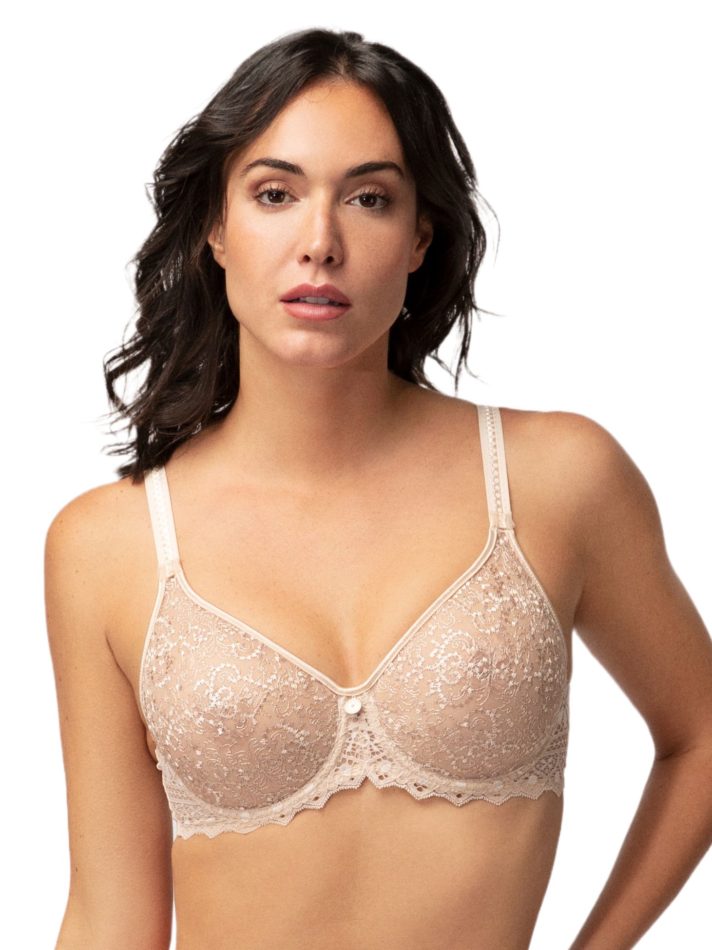 Empreinte-Empreinte Creamy Beige Cassiopee Seamless Embroidered Full Cup Bra