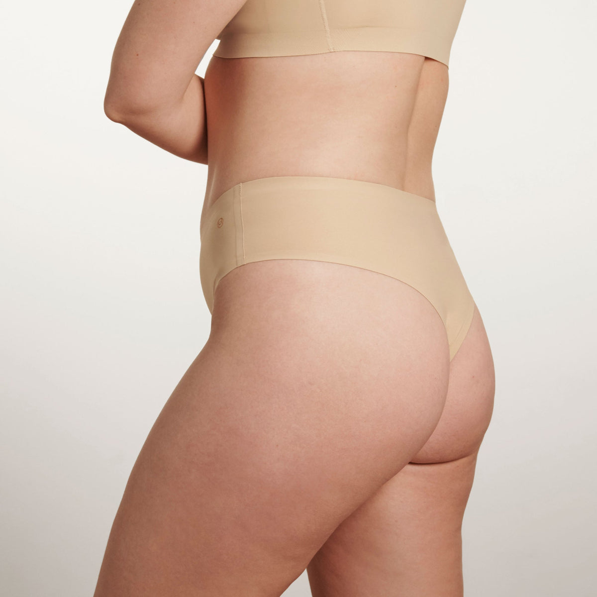Evelyn & Bobbie High Waisted Thong in Sand – back view