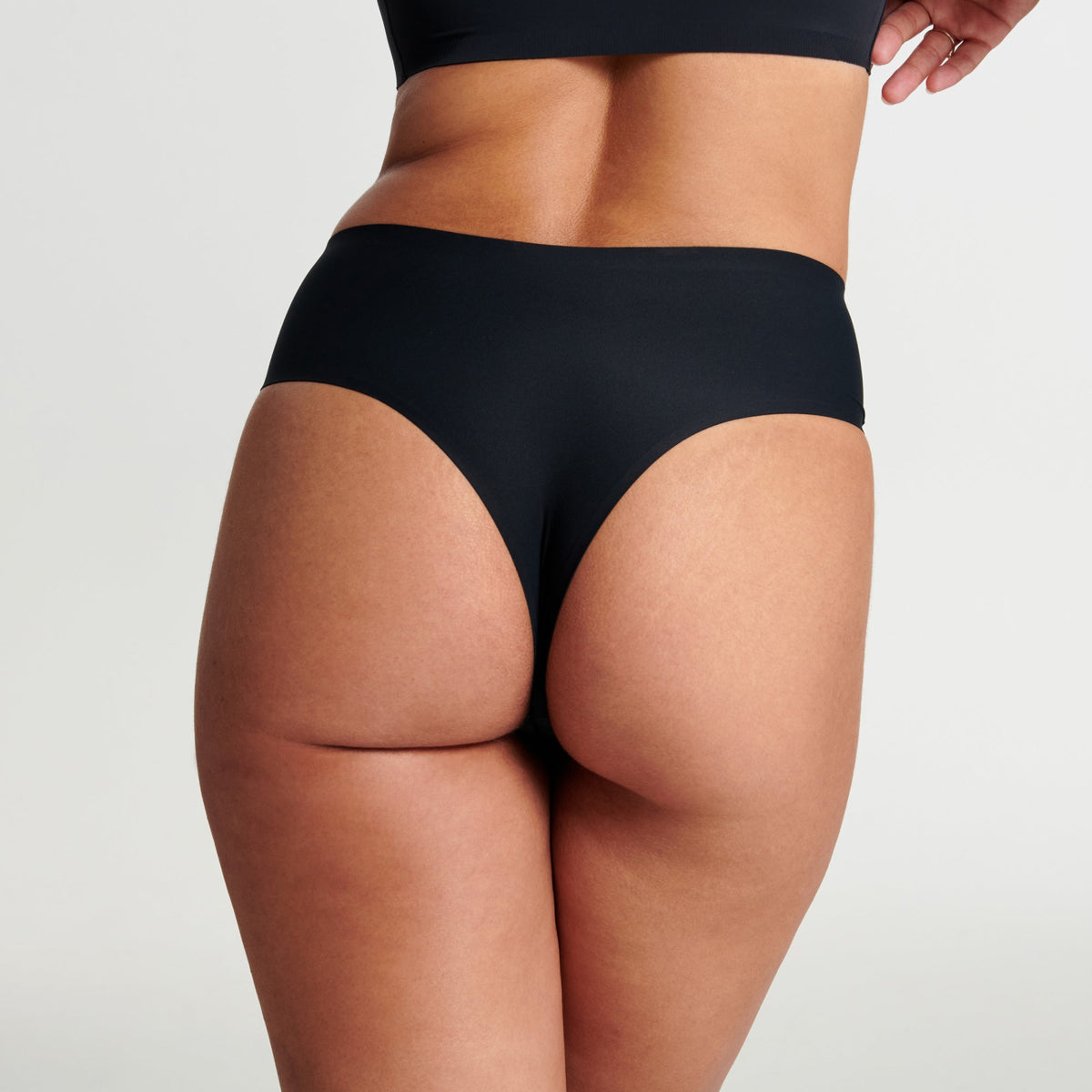 Evelyn & Bobbie High Waisted Thong in Black – back view