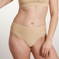 Evelyn & Bobbie High Waisted Thong in Sand – front view