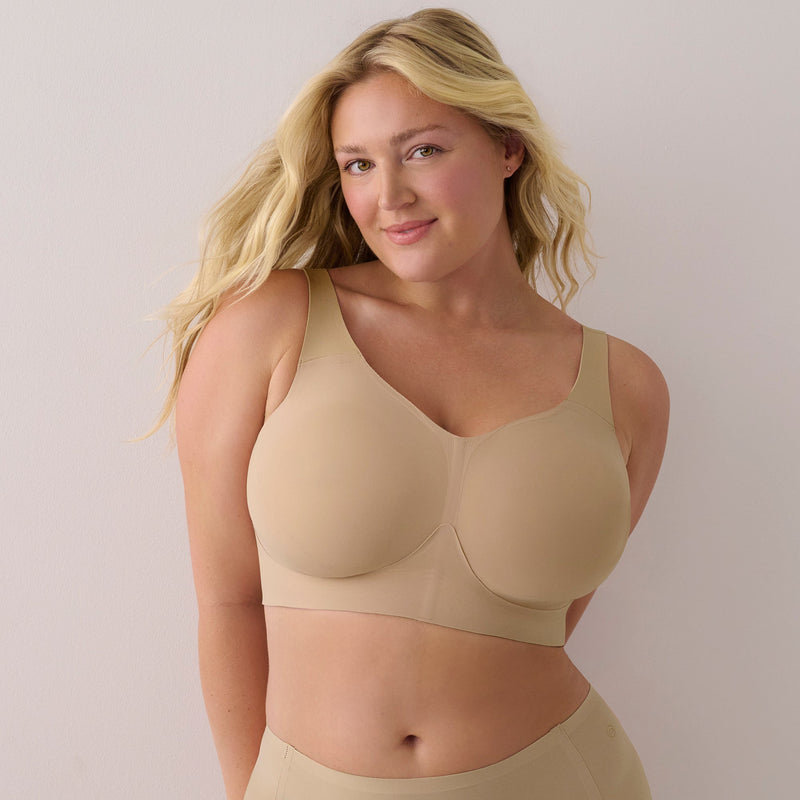 Evelyn & Bobbie The Busty Bra in sand – front view