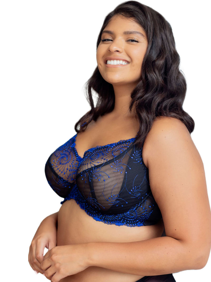 Black Cobalt Nicole See-Thru Lace Bra