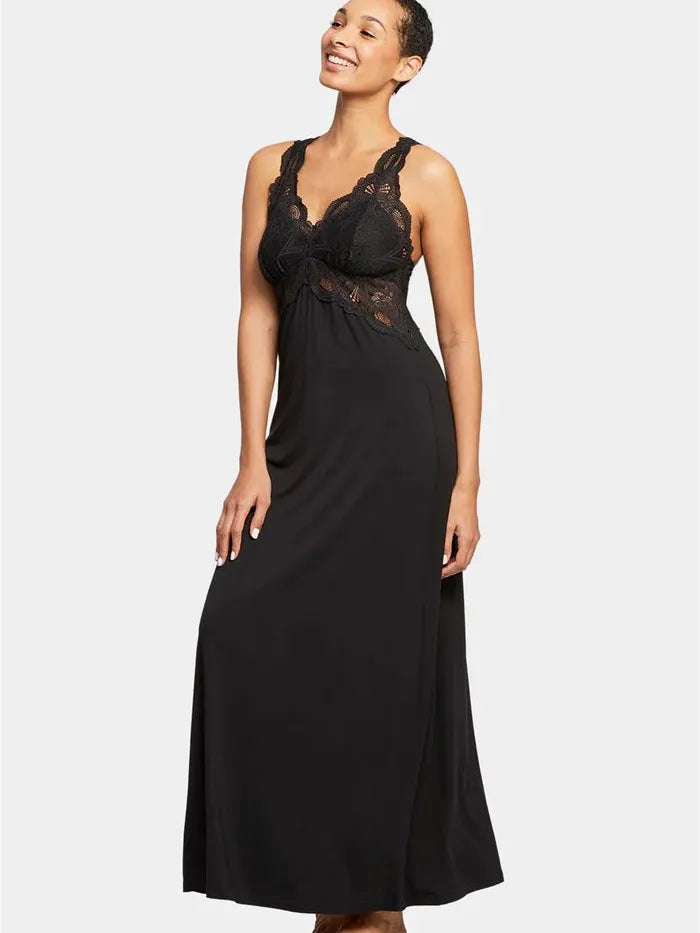 Fleurt-Black Belle Époque Lace T-Back Gown
