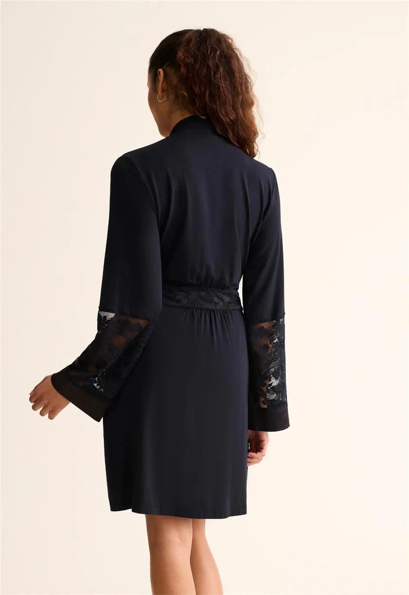Fleurt Black Parisian Nights Kimono Robe