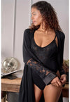 Fleurt Black Parisian Nights Kimono Robe