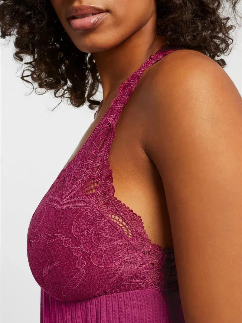 Fleurt-Cranberry Pointelle Iconic Full Chemise