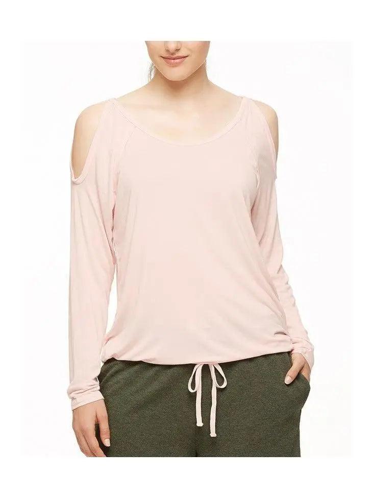 Fleurt With Me Dusty Rose Cold Shoulder Top
