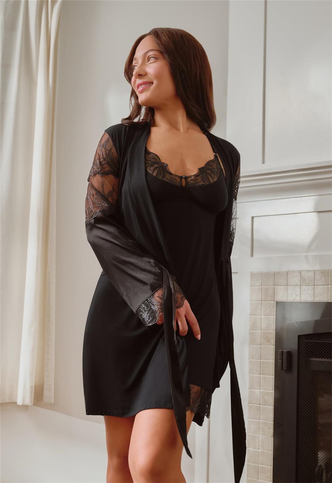 Fleur’t Desire Kimono style 6325 in Black – official product view 1
