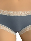 Fleurt iconic boyshorts in heather grey color with lotus color lace trim