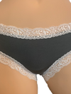 Fleurt iconic boyshorts in lichen color with white lace trim