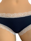 Fleurt iconic boyshorts in horizon blue color with white lace trim