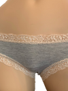 Fleurt iconic boyshorts in heather grey color with lotus color lace trim