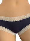 Fleurt iconic boyshorts in nightshadow color with ivory lace trim