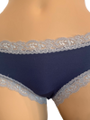 Fleurt iconic boyshorts in urban blue color with moonstone color lace trim