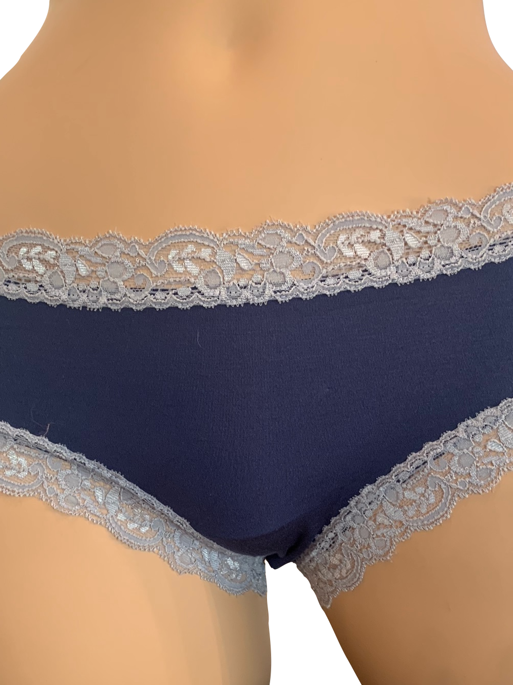 Fleurt iconic boyshorts in urban blue color with moonstone color lace trim