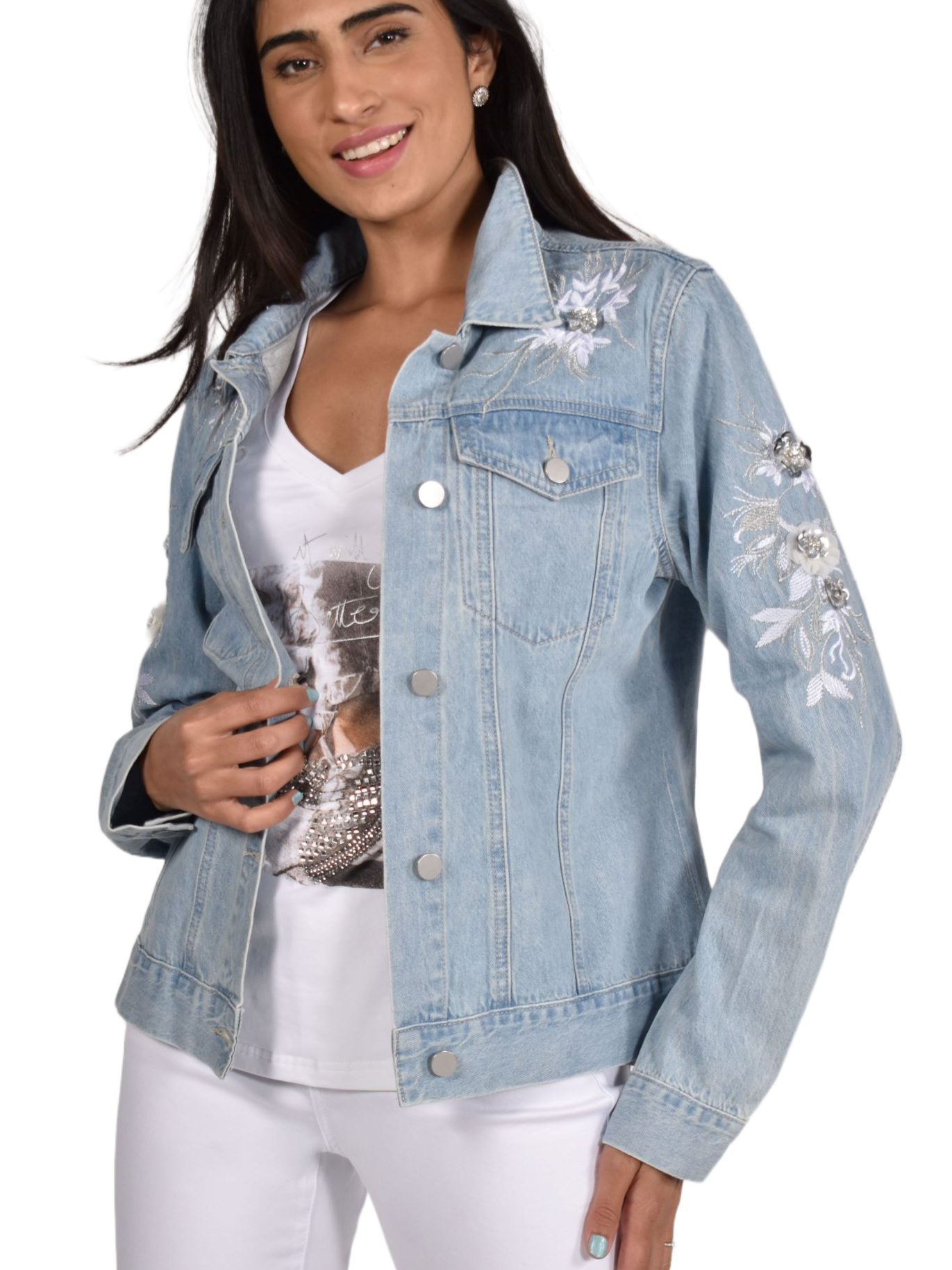 Frank Lyman Light Blue Denim Jacket Style 226127U