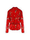 back of Frank Lyman Red Flower Long Sleeve Top Style