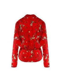 back of Frank Lyman Red Flower Long Sleeve Top Style