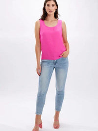 Frank Lyman Fuchsia Rounded Neck Top 246416.