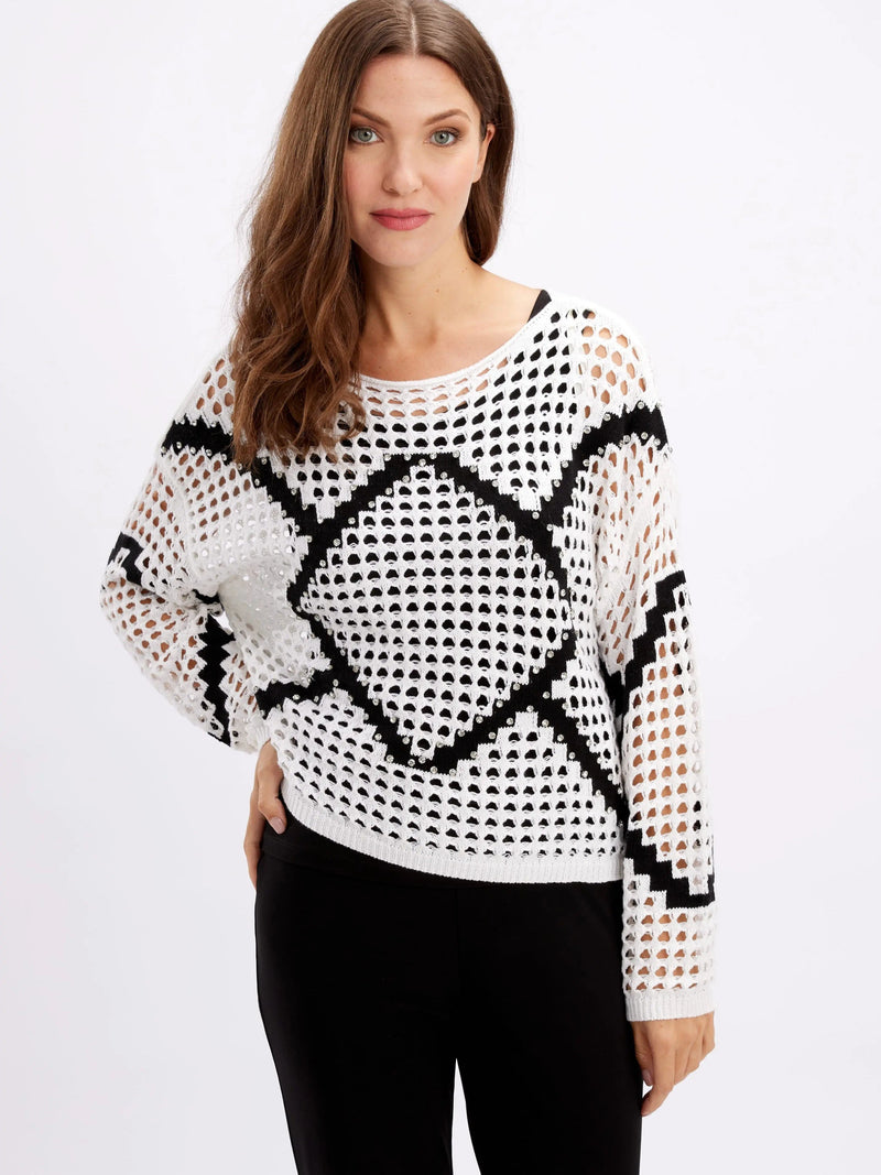 Frank Lyman Printed Fishnet Top 246245U