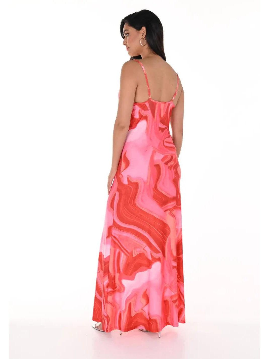 Frank Lyman Red and Pink Maxi Dress 246223U.
