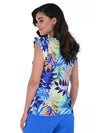 Frank Lyman Royal Blue and Orange print Top 246383.