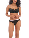 Freya Black Offbeat Side Support Bra with matching brazilian panty