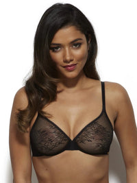 Black Glossies Lace Sheer Bra