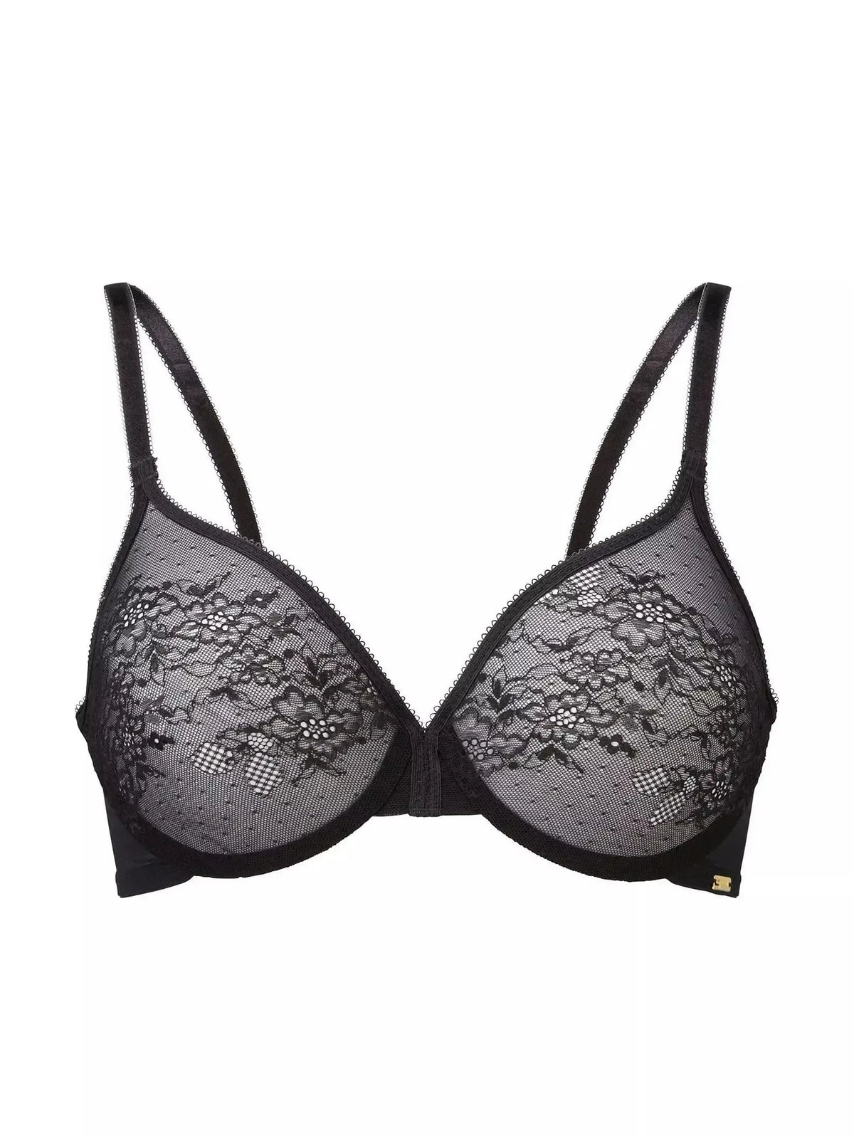 Black Glossies Lace Sheer Bra