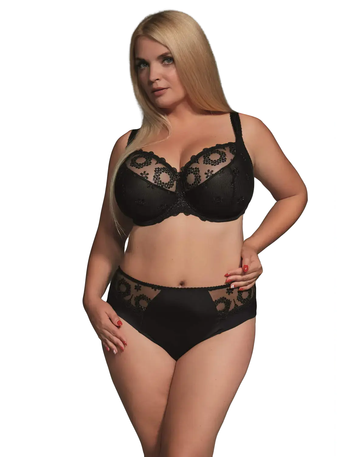 Kris Line fortuna soft cup bra with briefs midi in black color