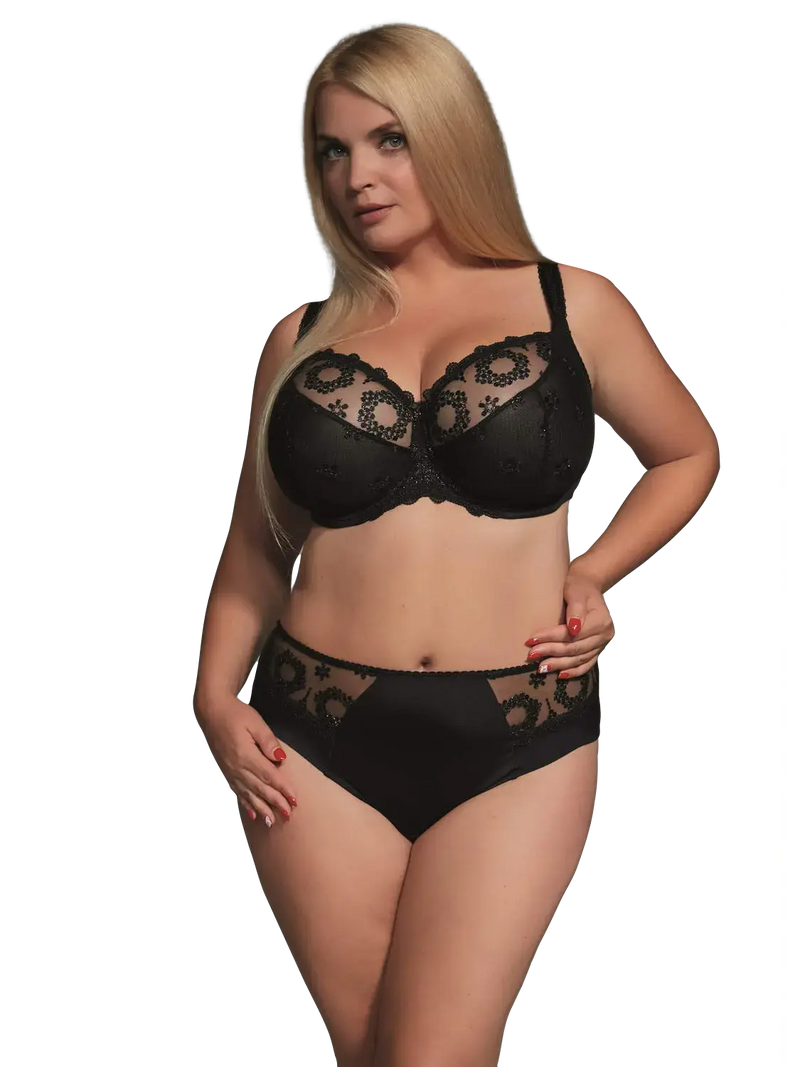 Kris Line fortuna soft cup bra with briefs midi in black color