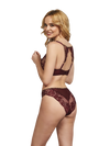 Back of Kris Line Burgundy Selena lace Brasserie and panty